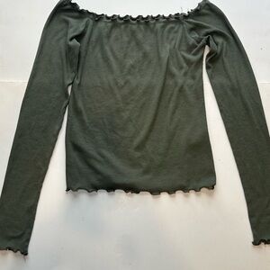 Hollister women long sleeve crop top green size medium